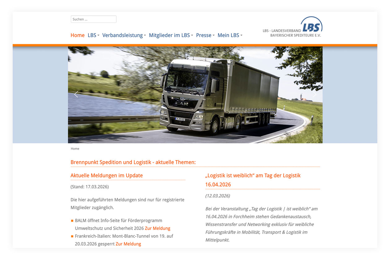 Referenz Webdesign LBS – Verband Bayerischer Spediteure e.V.